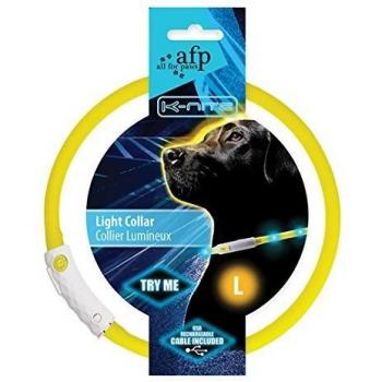 ALL FOR PAWS AFP3307 Collar Iluminado Led Recargable por USB L, Amarillo y Verde Fluorescente
