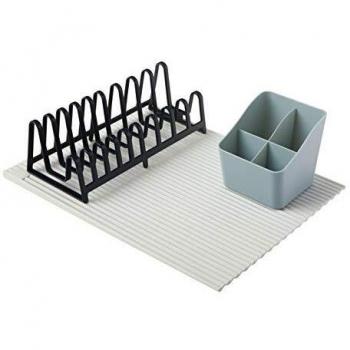 KUHN RIKON Escurridor de Platos y Cubiertos, Wave, Set de 3 Piezas, Azul Aciano Oscuro