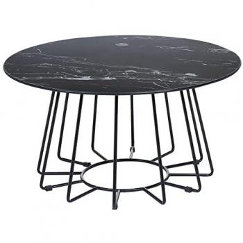 Mesa de Centro Glamour Negra con Tablero Efecto Mármol y Base de Metal