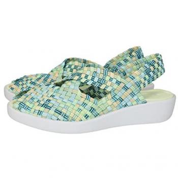 Sandalias Elásticas Casual para Mujer DOCTOR CUTILLAS Color Verde con Cuña Baja y Suela de Goma
