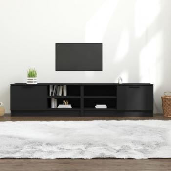 Mueble TV 2 piezas madera contrachapada negro 80x35x36,5 cm