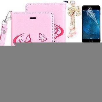 Sunroyal ® para LG K5 / LG Q6 Funda [Cierre Magnético] Bookstyle Ultra Slim PU Cuero Mariposa Caso Leather Wallet Protector Cubierta Caja Protectora Carcasa Con [Flip Case Cover] [Función de Soporte] [Billetera con Tapa para Tarjetas] +1xStylus Pen +1x