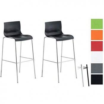 Set de 2 Taburetes Alt Hover con Asiento de Plástico y Base de Metal Negro Cromado