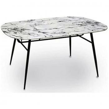 Mesa auxiliar Blanco Negro Metal Melamina Madera MDF 90 x 76,5 x 160 cm