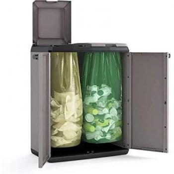 Armario Split Keter para recogida selectiva de residuos 68x39x85 cm, capacidad 2 x 110L
