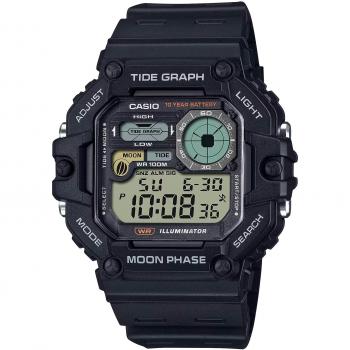 Casio Men's Sports Watch WS-1700H-1A - Black Resin Strap, LCD Dial, Moon Phase Graph, 100M Water Resistance
