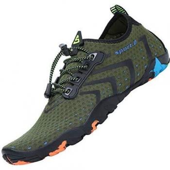 Tmaza Escarpines Hombre Mujer Zapatillas Agua Antideslizante Secado Rápido Zapatos de Surf para Buceo,Vela,Natacion Verde 44 EU