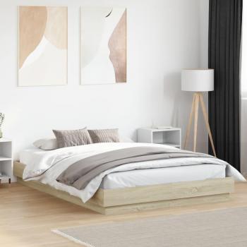 Cama de madera multicapa Roble Sonoma 160x200 cm Vidaxl Marrón