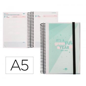 Agenda Escolar Liderpapel Curso 22-23 College Classic Din A5 Bilingüe Día Página Polipropileno Menta