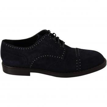 Dolce & Gabbana Blue Suede Leather Derby Studded Shoes - EU44/US11