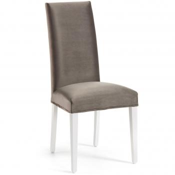 Kavehome Silla Freda, July terciopelo gris y blanco