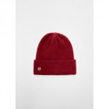 Burgundy Ribbed Cap with Plate - One Size