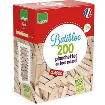 Bloques de Construcción Batibloc Classic - 200 Tableros de Madera Maciza