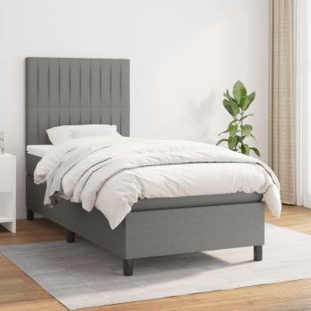 Cama box spring con colchón tela gris oscuro 90x200 cm Vidaxl