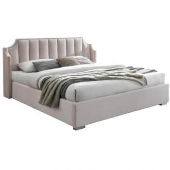 Canapé abatible 140 x 190 cm con cabecero curvado de terciopelo rosa - TEOMIS