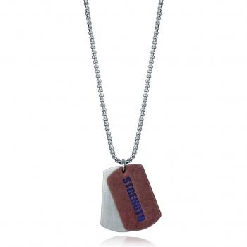 Collar Viceroy Heat de acero y piel marrón con dos placas