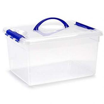 Caja plástica de almacenamiento transparente Plastic Forte de 12 litros con tapa y asa