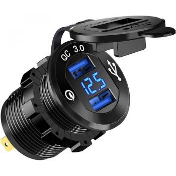 Cargador USB para coche de carga rápida 3.0 y 2.0, cargador móvil de 2 puertos para iPhone, Samsung y tabletas