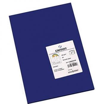 Conjunto de 50 Hojas Cartulina Canson Iris A4, 185g, Color Azul Ultramar