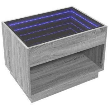 Mesa de centro con Infinity LED gris Sonoma 70x50x50 cm, mesita de Centro, Mesa Auxiliar, Mesa de salón, mesita, mesita de sofá