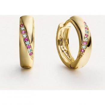 Aros Túnez de Ear Candy - Pendientes aros en Plata de Ley 925 con baño de oro amarillo 18k