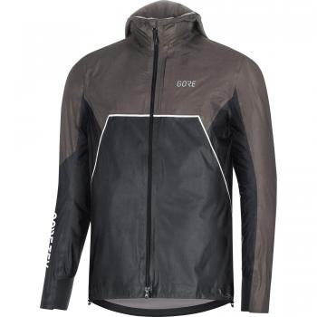 GORE WEAR R7 Chaqueta de running con capucha para hombre GORE-TEX SHAKEDRY, M, Negro/Gris