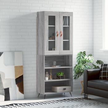 Aparador alto de madera multicapa gris sonoma 69,5x34x180 cm