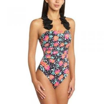 Livia - Bañador con estampado floral para mujer, talla 42, color negro