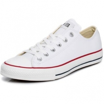 Converse Chuck Taylor All Star Clásico Unisex - Zapatillas de Cuero Blanco, Talla 37.5