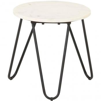 White Coffee Table 40x40x40 cm Real Stone with Marble Texture