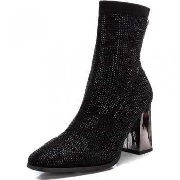Xti Botín Negro 143114-1 para Mujer, Botines con tacón alto y cremallera lateral, Cierre de Cremallera, Color: Negro, Talla: 40