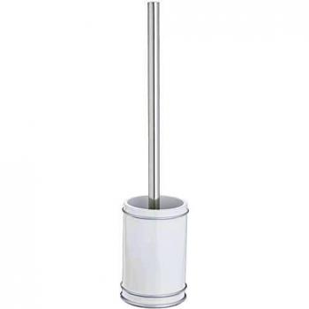 Gedy Olimpia Escobillero WC, Resina, Blanco/Plata, 9.5 X 9.5 X 45