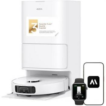 Mova E40 Ultra - Aspiradora Robot Lavadora con Vaciado Automático, 19.000 Pa, Tecnología de Lavado MaxiReach, Cepillo Lateral Antinudos