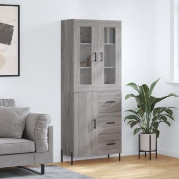 Aparador alto de madera contrachapada gris Sonoma 69,5x34x180 cm
