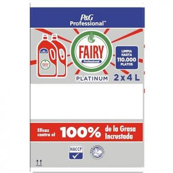 Líquido Lavavajillas Fairy Profesional Platinum 4L - Limpieza Impecable, Eficaz Contra Grasa Quemada, Certificado HACCP