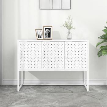 White Steel Sideboard 105x35x75 cm with Storage Cabinet and Drawer