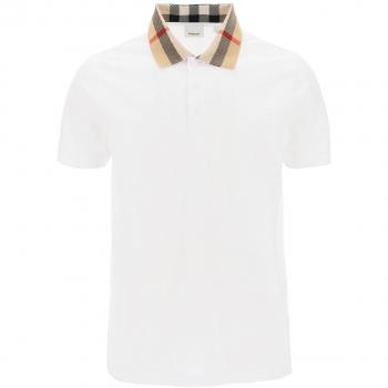 Burberry Men's Vintage Check White Cotton Polo Shirt - Size 2XL