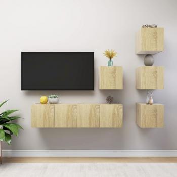 Mueble de TV de salón vidaXL 6 piezas madera de ingeniería color roble Sonoma 60 x 30 x 30 cm