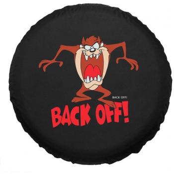 Jucarvo 16 16inch Back Off! Cubierta del neumático de la rueda de repuesto Negro Cartoon Character Waterproof Spare Wheel Tire Protector Cover
