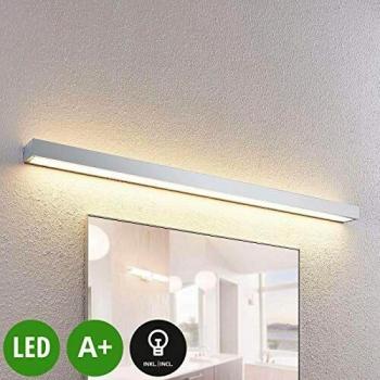 Aplique LED para baño Lindby Layan, cromo, 120 cm, moderno, plateado, hecho de metal, 1 lámpara