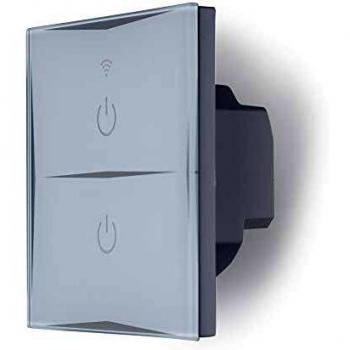 Greenice | Interruptor Inteligente Táctil Cristal 2 Vía 1200W Compatible Google Home/Alexa [HIT-KS-601-2]