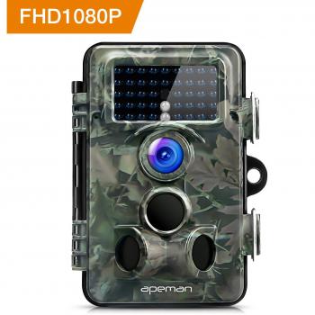 APEMAN Cámara de Caza 12MP y 1080P HD Trail Cámara con Lente de 130° Gran Angular y Sensor PIR Gran Angular de 120° 42 LEDs de 940nm IR Avanzados Visión Nocturna con hasta 20M Cámara de Fauna con Protección de Salpicaduras IP66