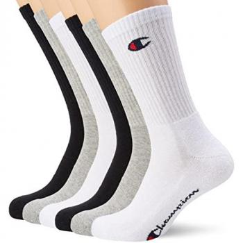 Pack de 6 pares de calcetines altos Champion con logo, multicolor, unisex, talla 35-38