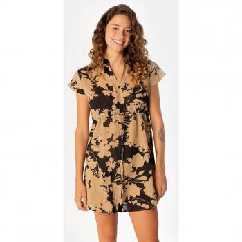 Caftán de algodón con estampado floral camel