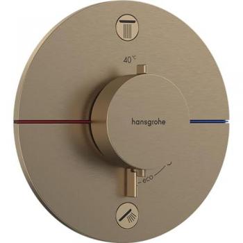 Termostato Hansgrohe ShowerSelect Comfort S, empotrado, para 2 consumidores, con combinación de seguridad, color bronce cepillado