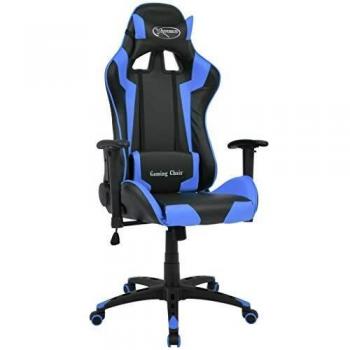 vidaXL Silla Escritorio Reclinable Azul Sillón Banco Asiento Giratoria Mueble