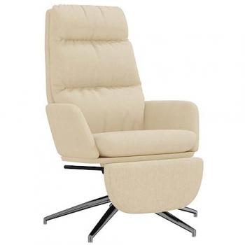 Sillón de Relax con Reposapiés de Tela Color Crema