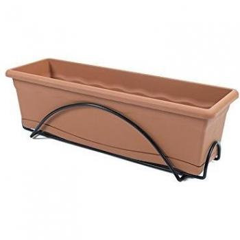 Plastiken 74819 BALCONERA Plato Integrado 60X24CM + Soporte Terracota, Neutro, 60x24x18 cm