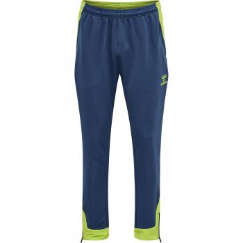 Hummel Pantalones Lead Poly para niños, material 100% poliéster, diseño ligero y transpirable, cintura elástica con cordón ajustable, bolsillos laterales con cierre, logotipo Hummel en la pierna