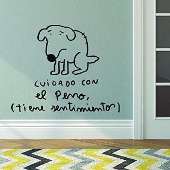 Chispum VIMAS001L - Vinilo decorativo, diseño Cuidado con el perro, 58 x 65 cm